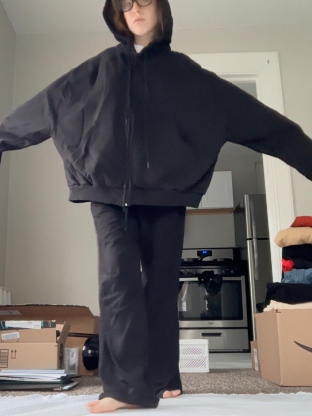 Black Ushatava Zip-Up — Oversized Unisex — Georgian Designers